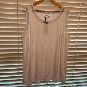 Basics by Taking Shape 1X White Mesh Oversized Comfy Sleeveless Tank Top